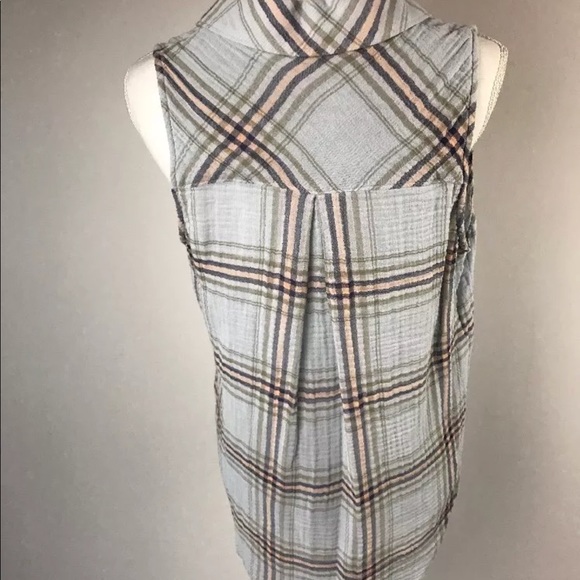 Cloth&Stone plaid cotton sleeveless button up NWOT - Picture 3 of 7